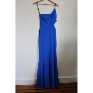 Betsy & Adam 2 Royal Blue One Shoulder Side Cutout Mermaid Gown Dress A24428